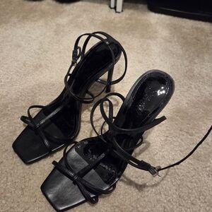 Schutz T-strap Black Heels Sz 8.5